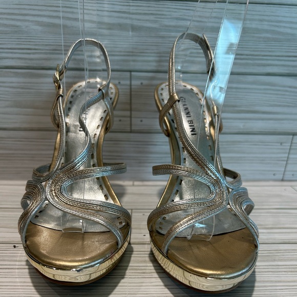 Gianni Bini Mirrored Strappy Platform Heels - Picture 2 of 7